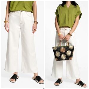 Frances Valentine Sally Jean in Oyster White Cream Wide-Leg Pants Size 18